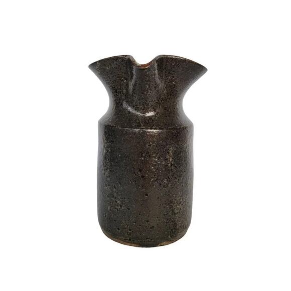 Handmade Glazed Pottery Small Pitcher Rustic Brown Milk Jug - Picture 3 of 9